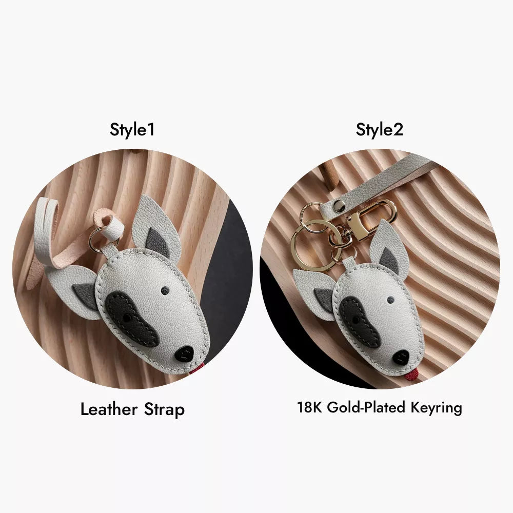 Dog Keychain - Handmade Bull Terrier Leather Bag Charm For Dog Lover