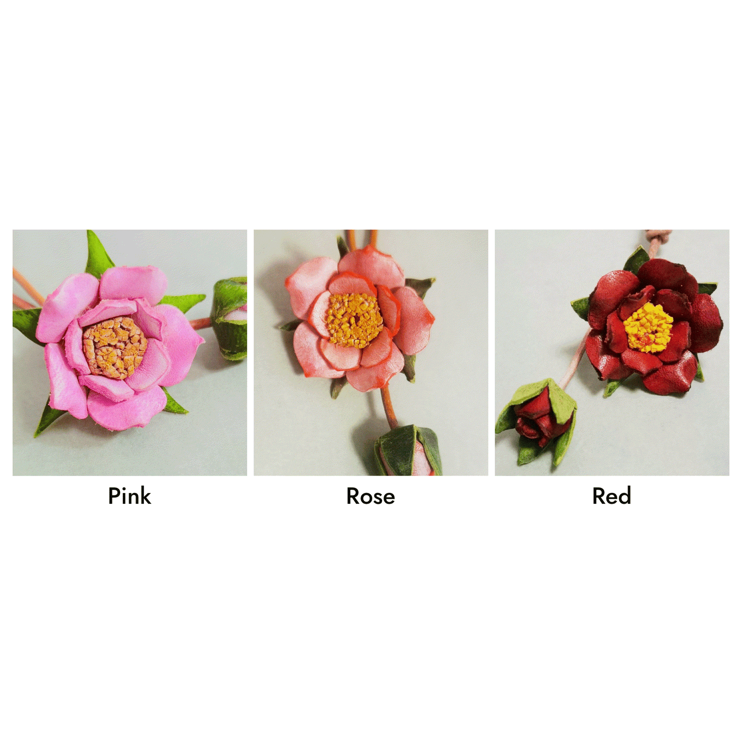 Leather Bag Charm – Camellia Flower Keychain For Nature Lover | WittyWilding
