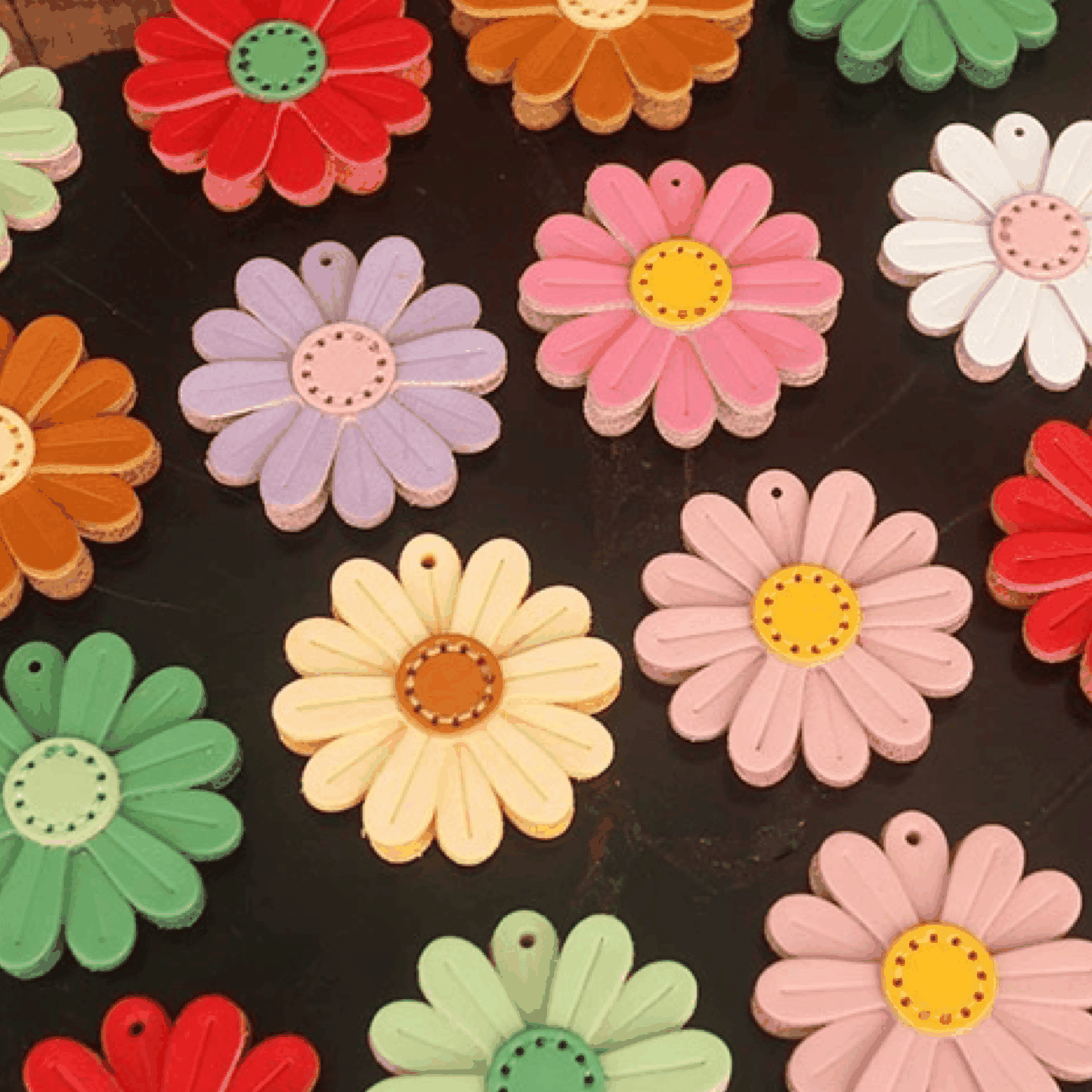 Leather Bag Charm - Customized Daisy Flower Keychain | WittyWilding