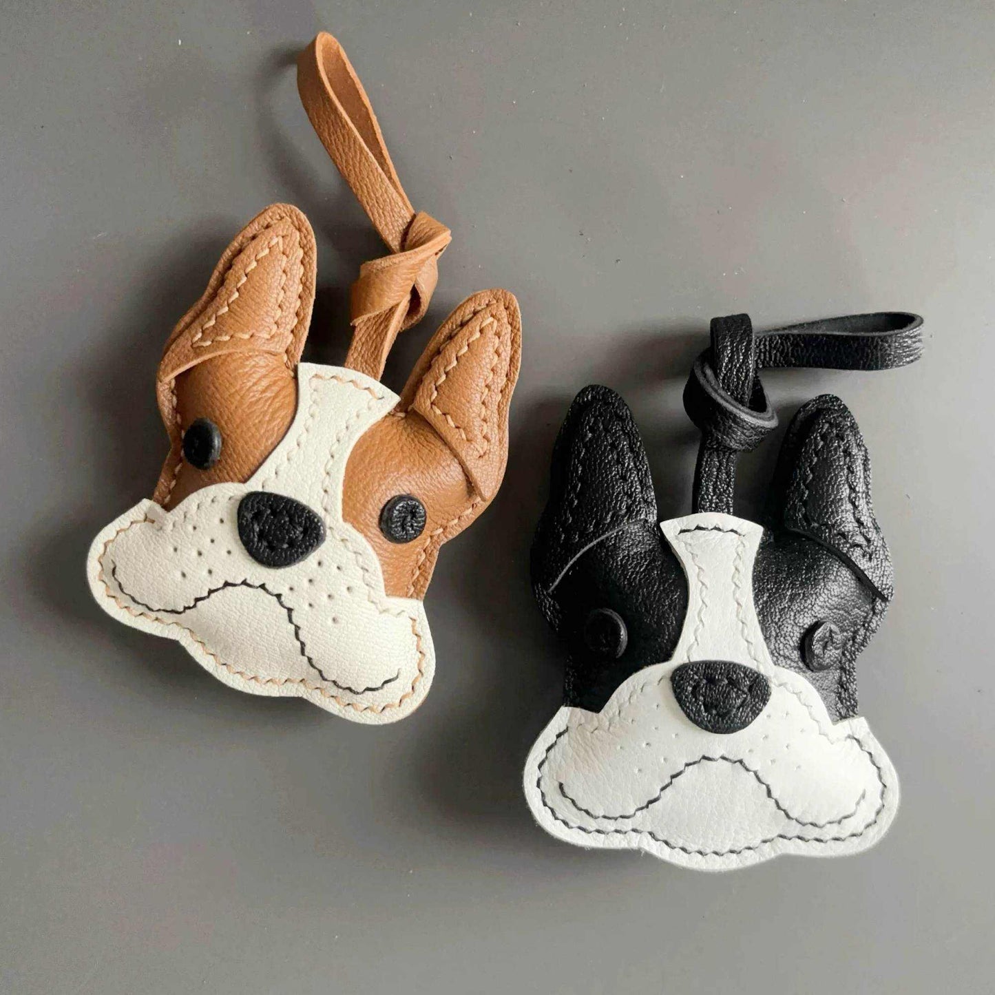 Dog Keychain - Handmade Cute Leather French Bulldog Charm|WittyWiding