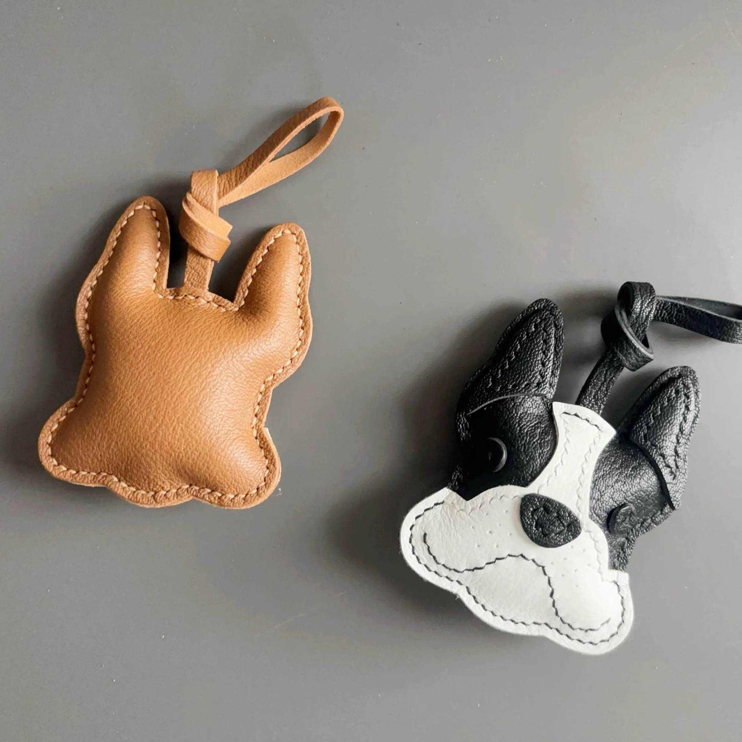 Dog Keychain - Handmade Cute Leather French Bulldog Charm|WittyWiding