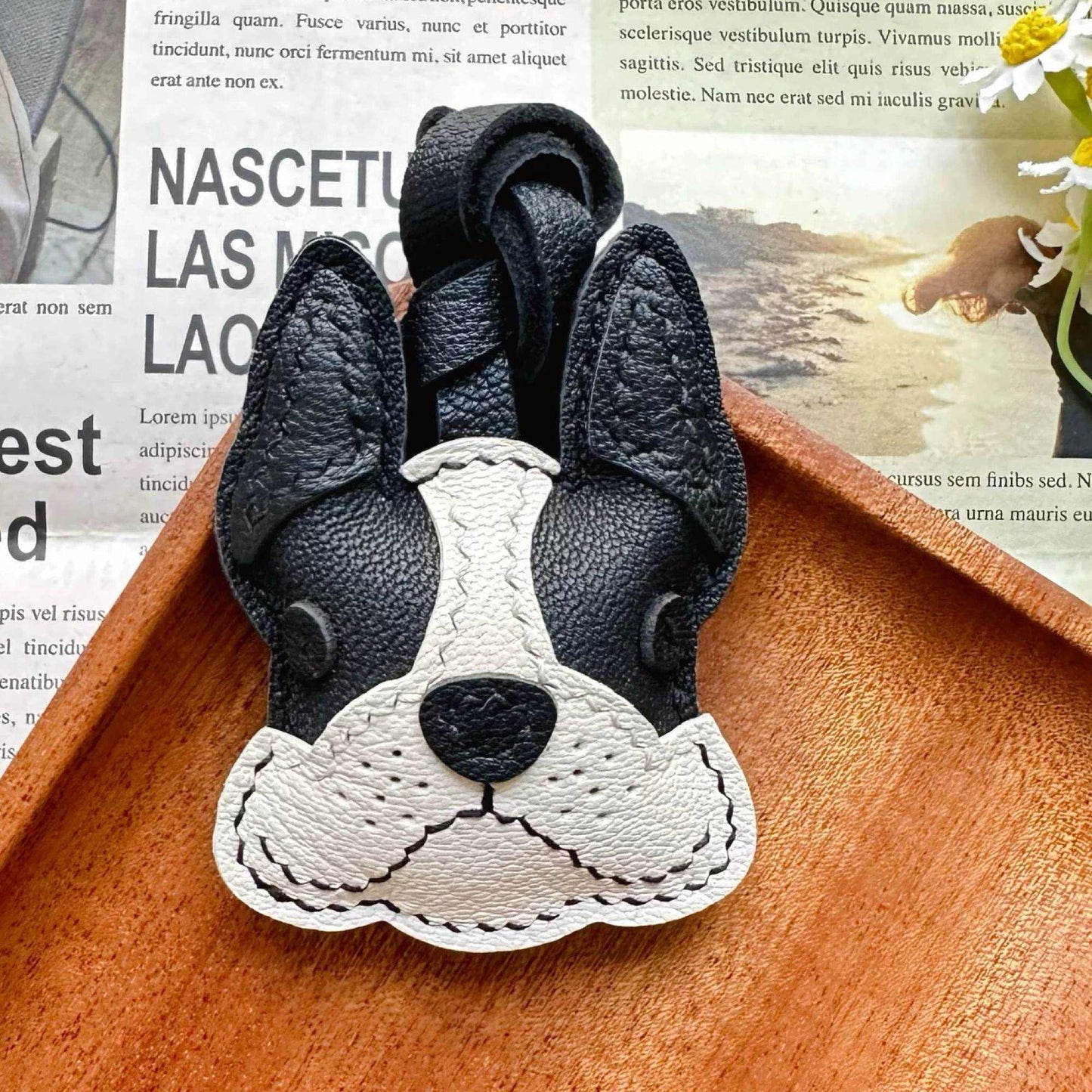 Dog Keychain - Handmade Cute Leather French Bulldog Charm|WittyWiding