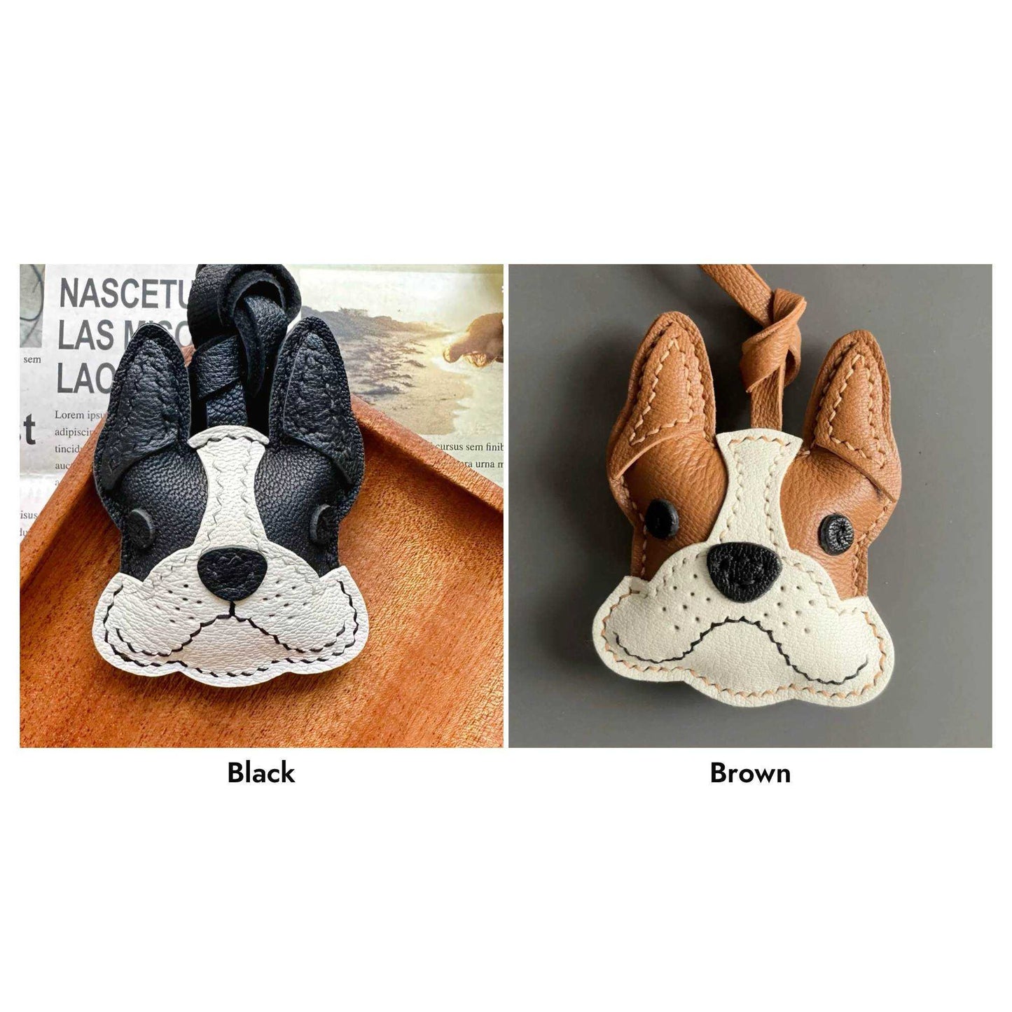 Dog Keychain - Handmade Cute Leather French Bulldog Charm|WittyWiding