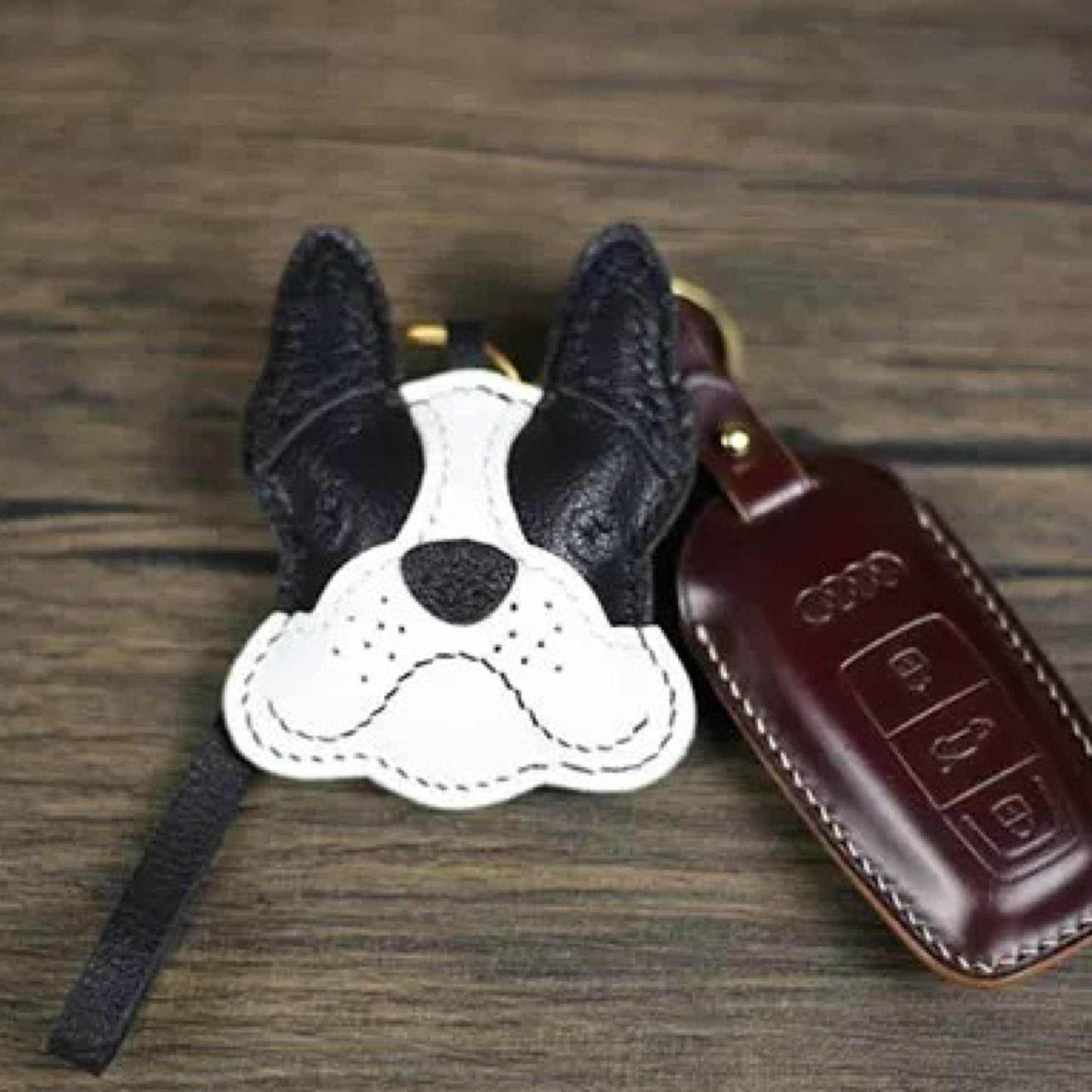 Dog Keychain - Handmade Cute Leather French Bulldog Charm|WittyWiding