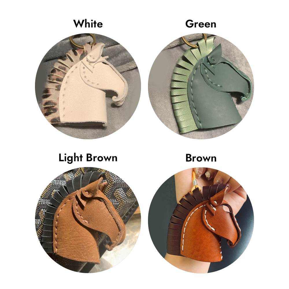 Vintage Leather Bag Charm - Handmade Multiple Color Horse Head Keychain | WittyWilding