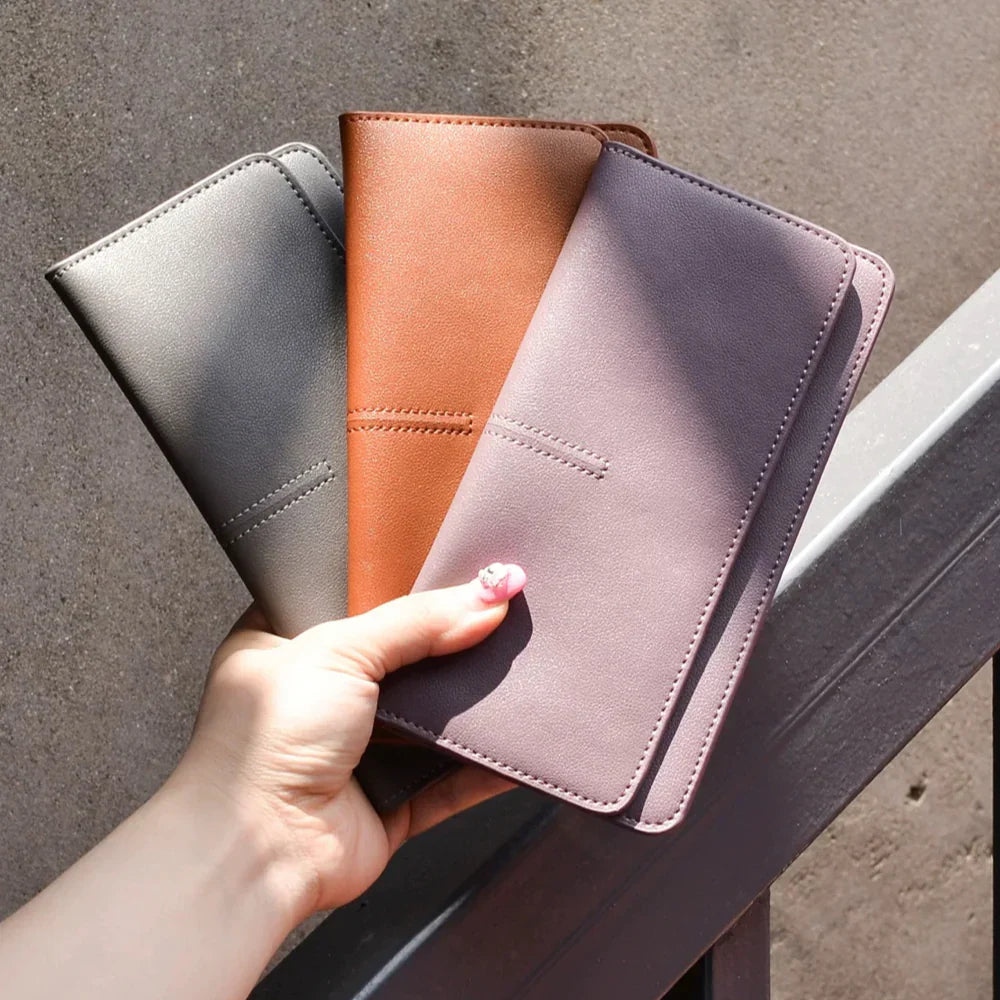Long Leather Wallet - French-Inspired leather Slim Card Holder