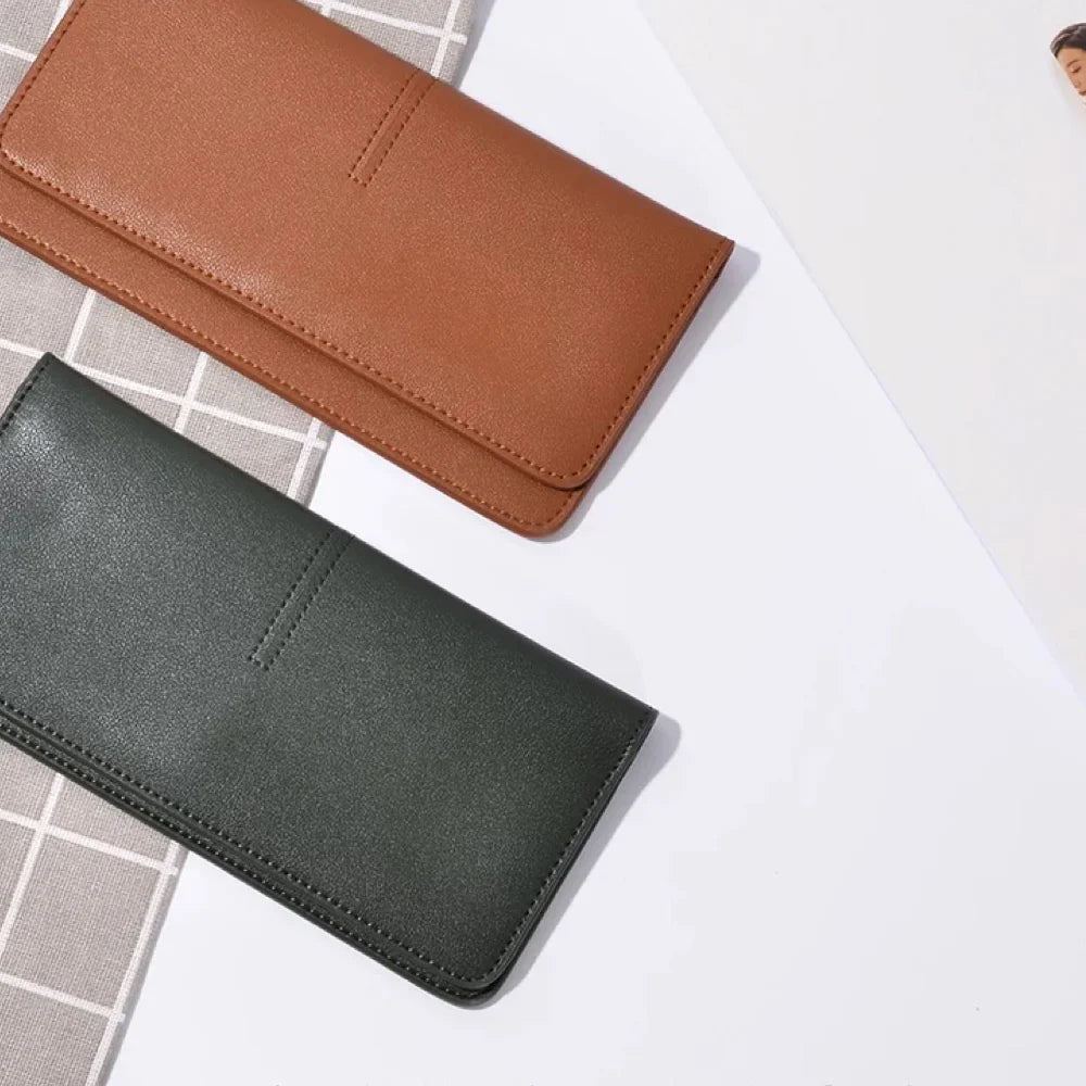 Long Leather Wallet - French-Inspired leather Slim Card Holder