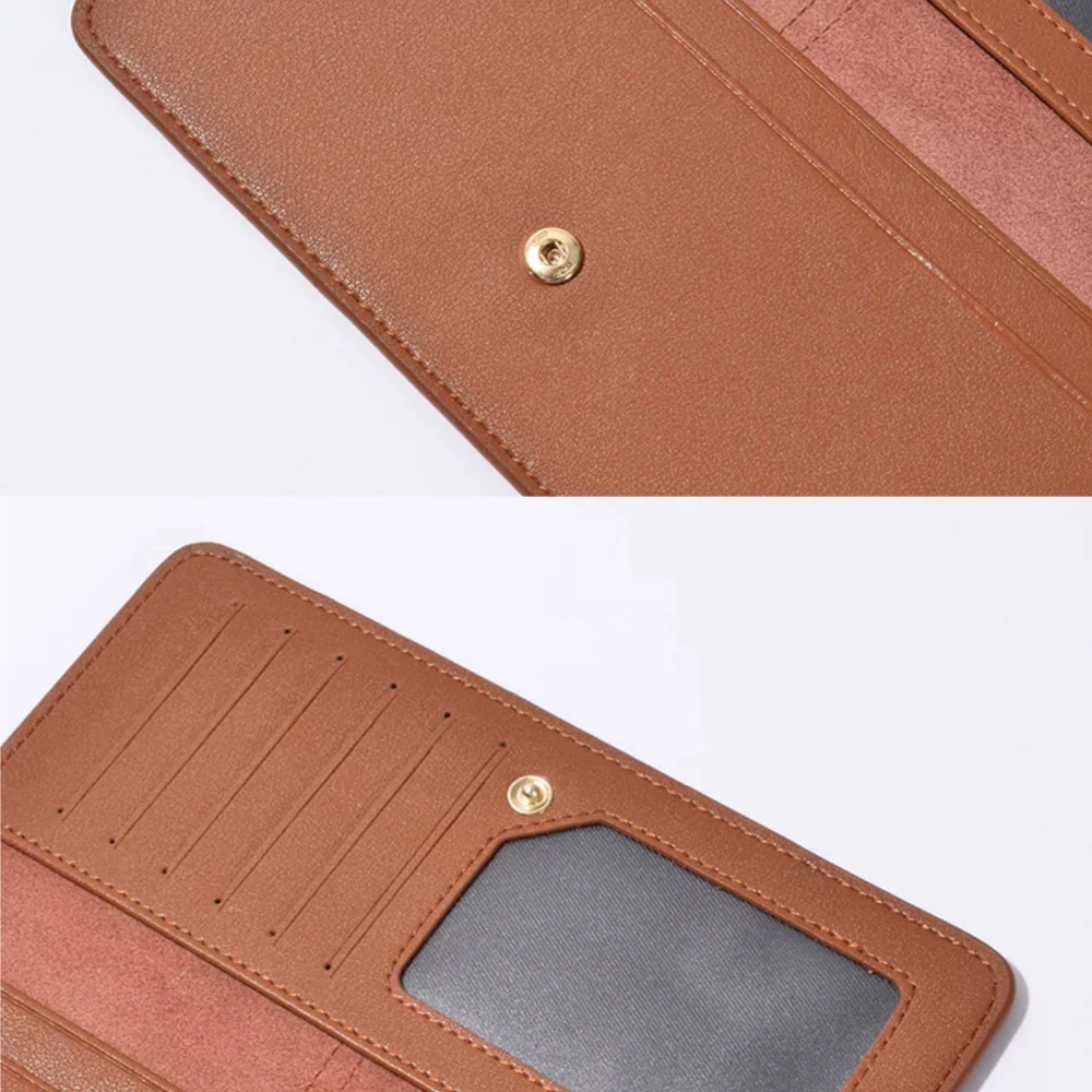 Brown Long Leather Wallet - French-Inspired leather Slim Card Holder