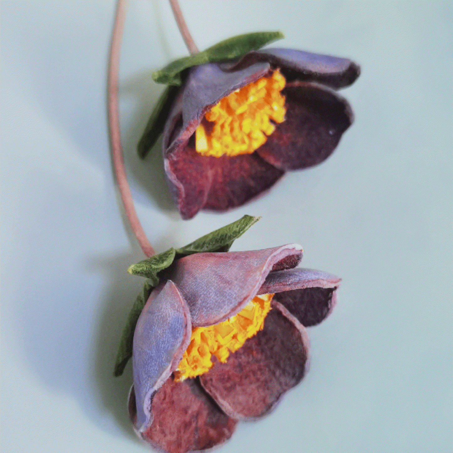 Leather Bag Charm - Handmade Purple Oxalis Flower Keychain | WittyWilding