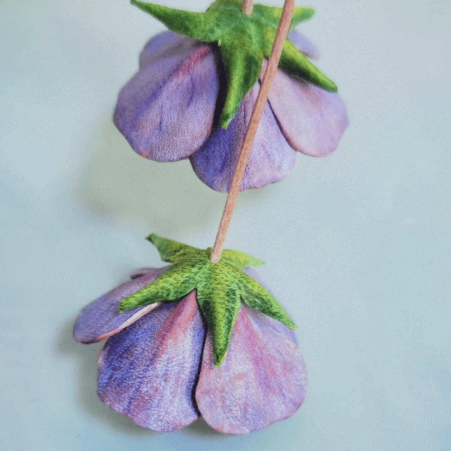 Leather Bag Charm - Handmade Purple Oxalis Flower Keychain | WittyWilding