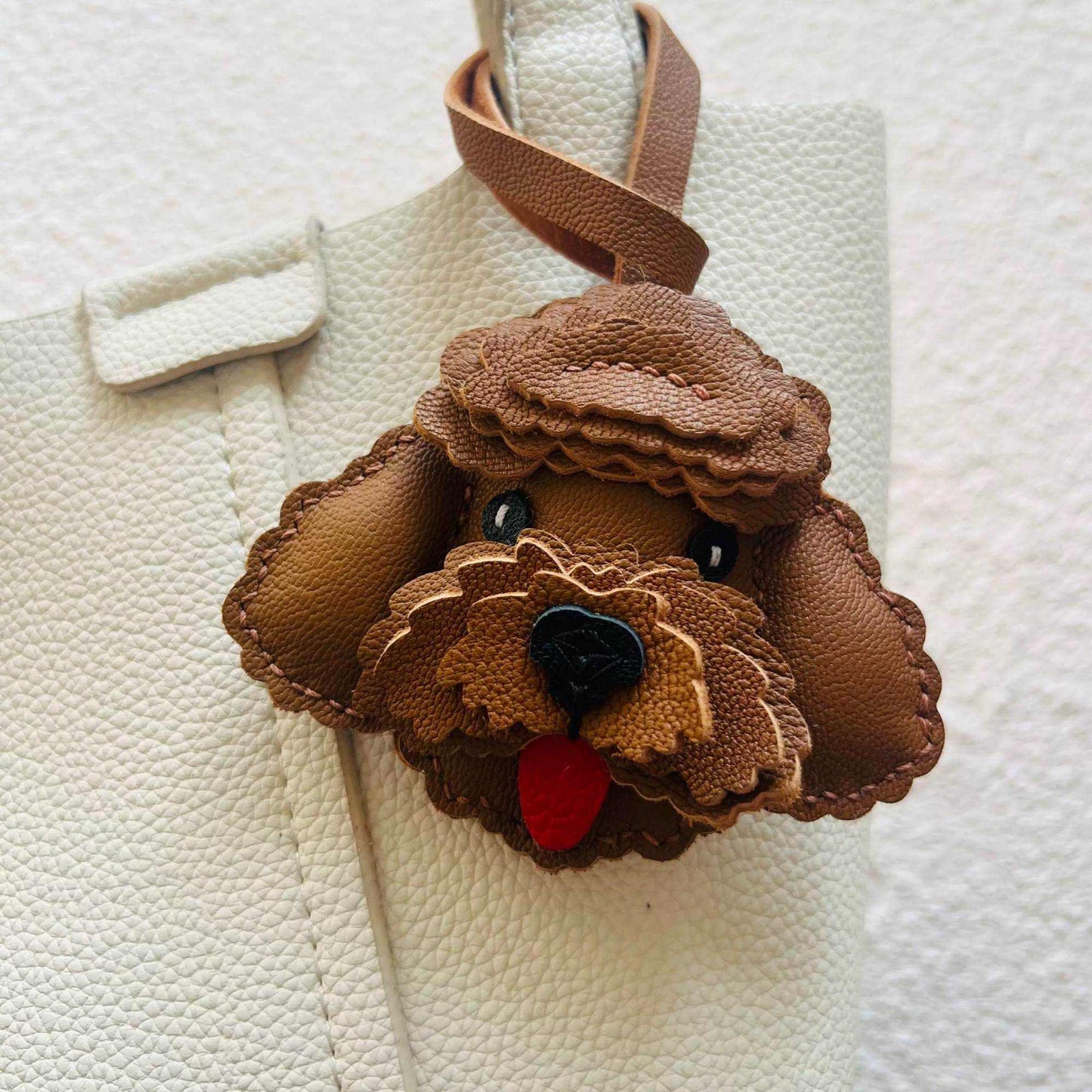 Personalized Dog Keychain - Leather Poodle for dog lover - WittyWilding