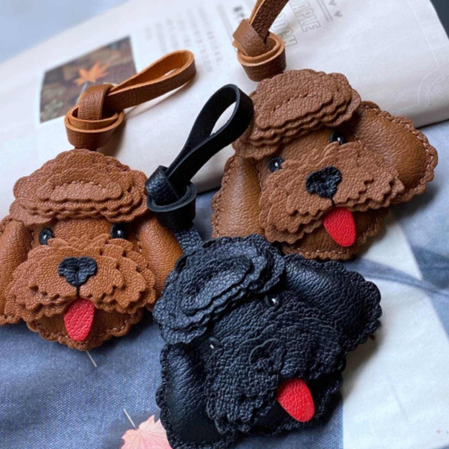 Personalized Dog Keychain - Leather Poodle for dog lover - WittyWilding