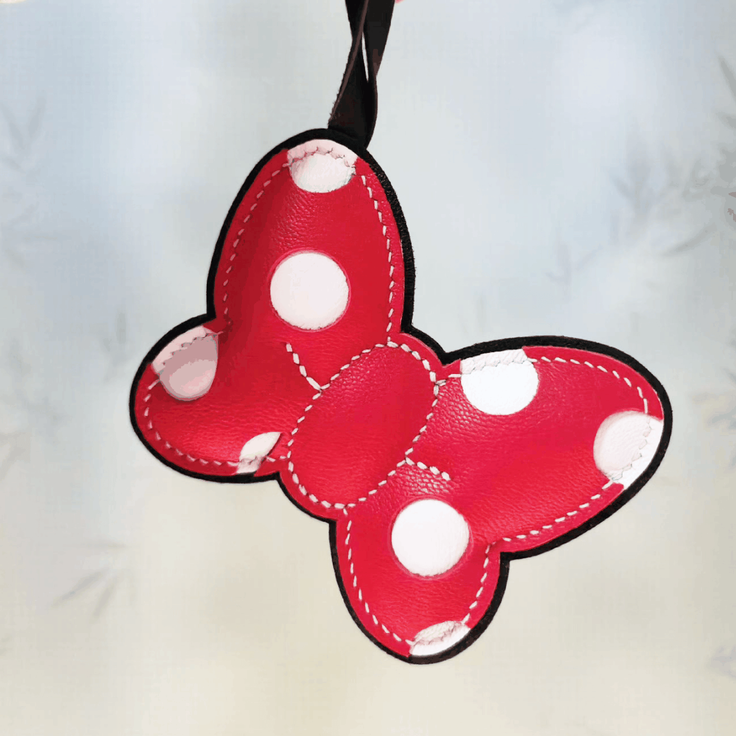 Leather Bag Charm - Handmade Red Bowl Keychain Gift | WittyWilding