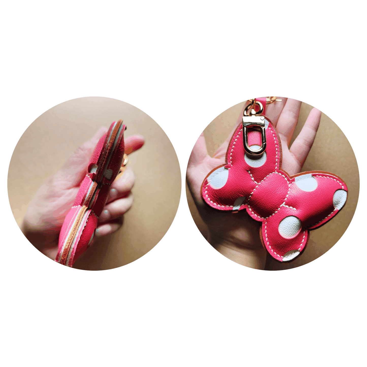 Leather Bag Charm - Handmade Red Bowl Keychain Gift | WittyWilding