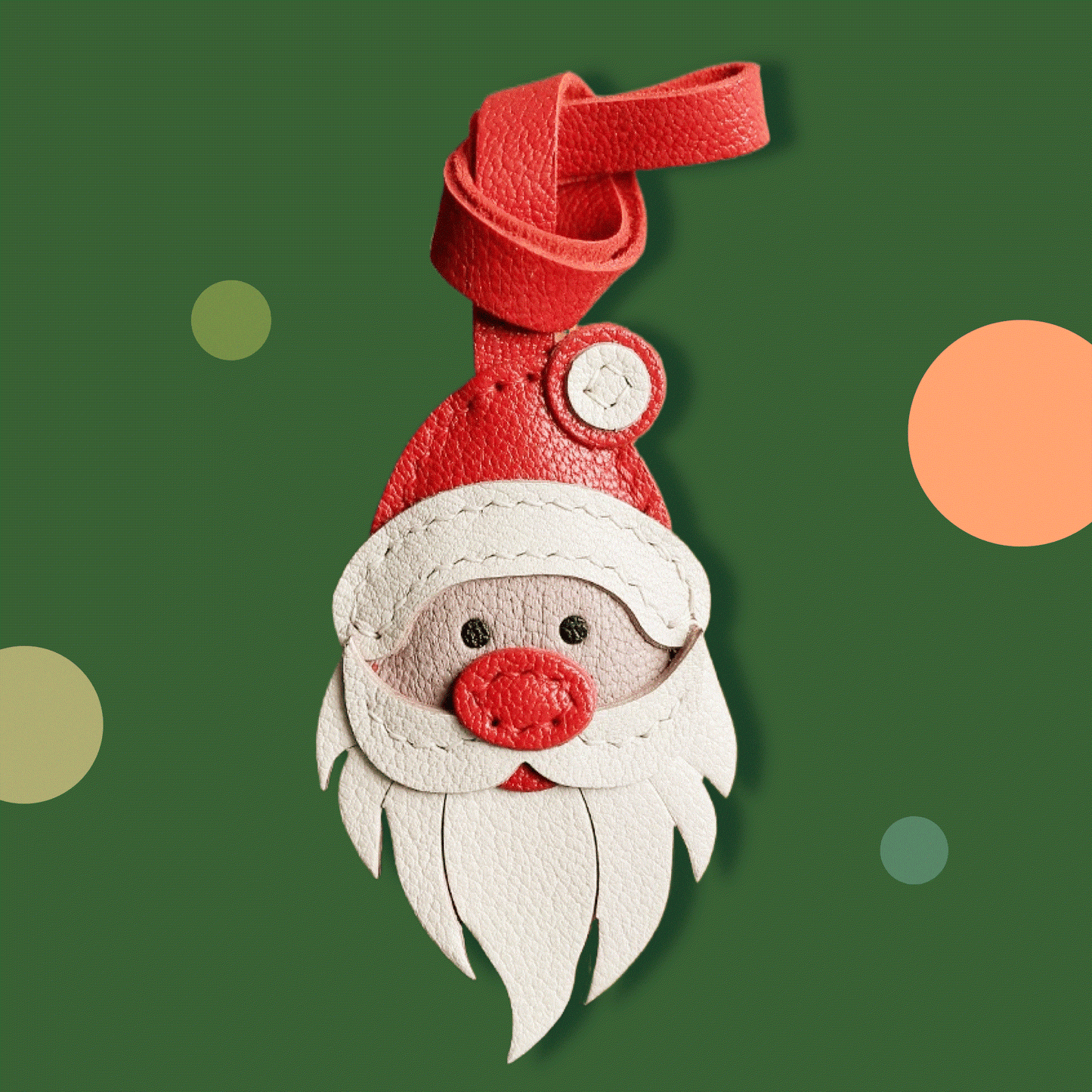 Leather Bag Charm - Christmas Man Santa Claus Keychain | WittyWilding