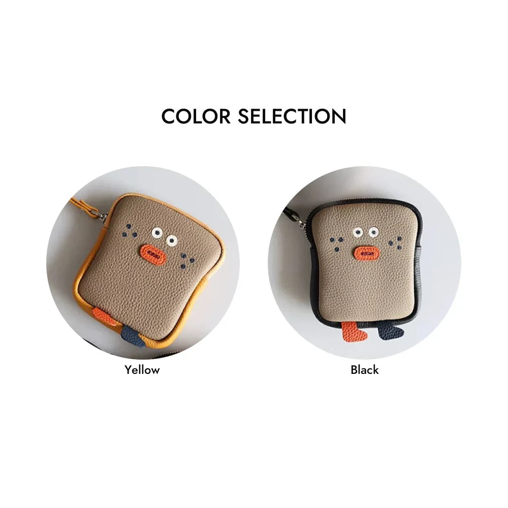 Leather Keychain Wallet - Whimsical Sliced Bread Purse | Top-Grain Leather Foodie Gift