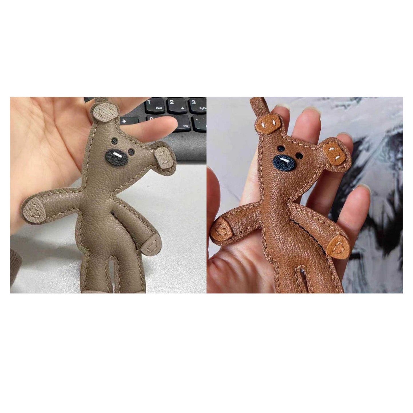 Bear Keychain - Handcrafted Leather Teddy Bear Gift | WittyWilding