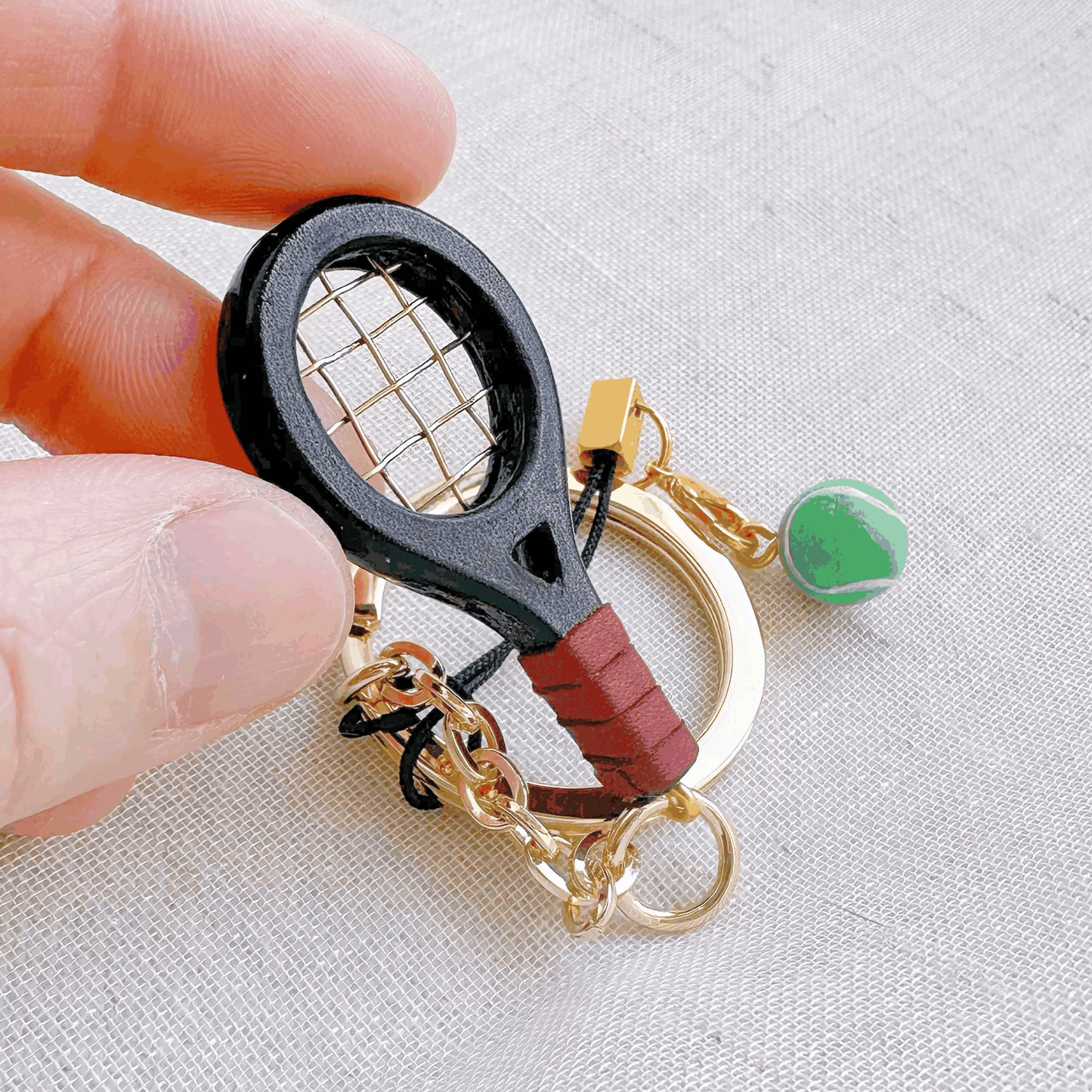 Leather Keychain - Exquisite Miniature Tennis Racket | WittyWilding