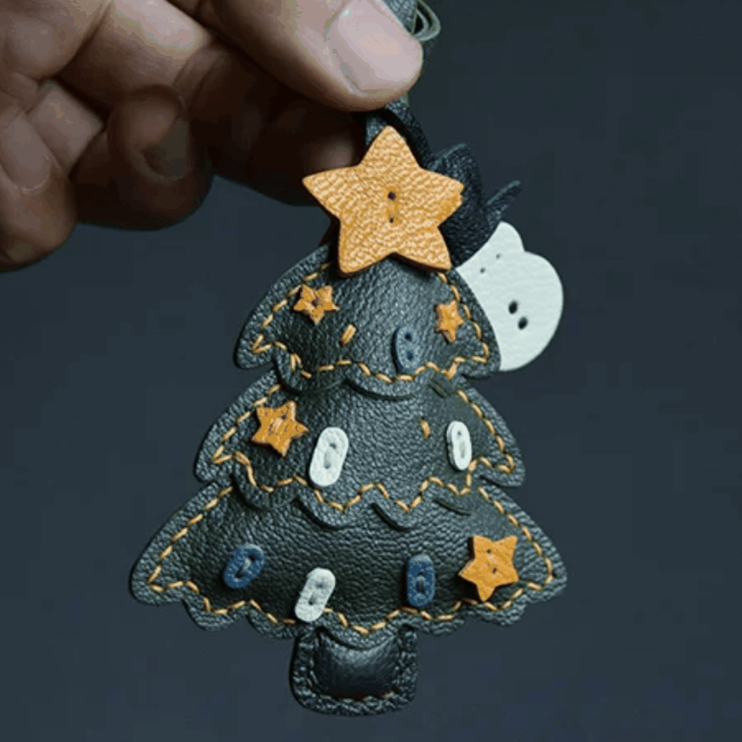 Leather Bag Charm - Handmade Christmas Tree Keychain | WittyWilding