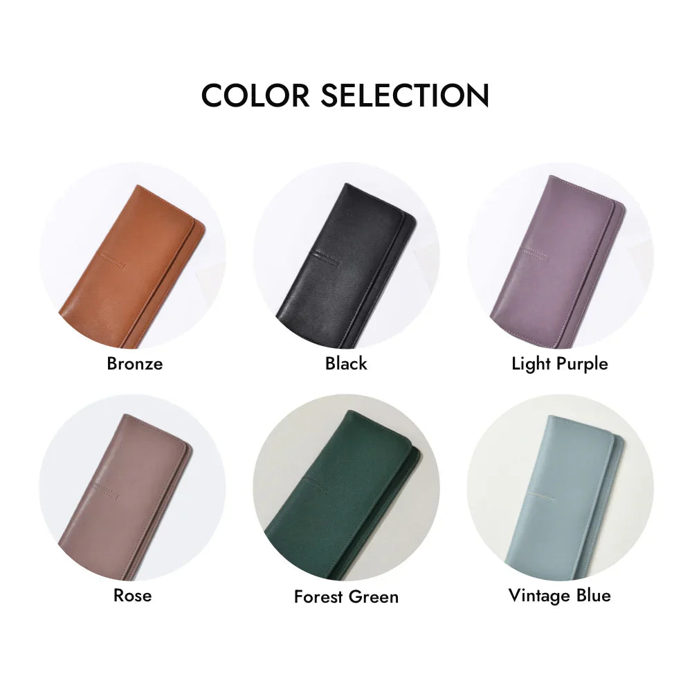 Long Leather Wallet - French-Inspired leather Slim Card Holder