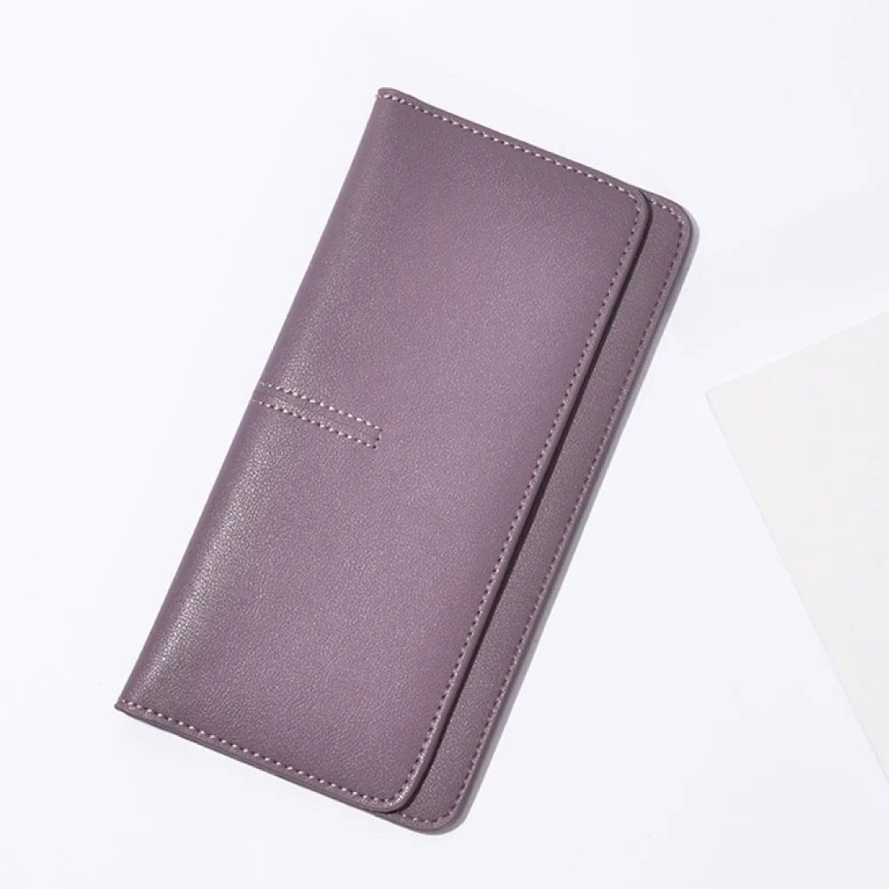 Light Purple Long Leather Wallet - French-Inspired leather Slim Card Holder