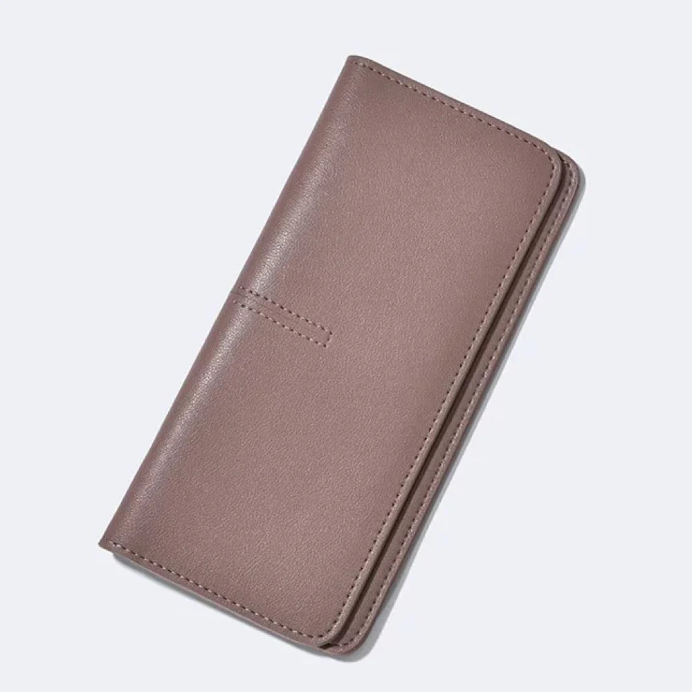 Rose Long Leather Wallet - French-Inspired leather Slim Card Holder