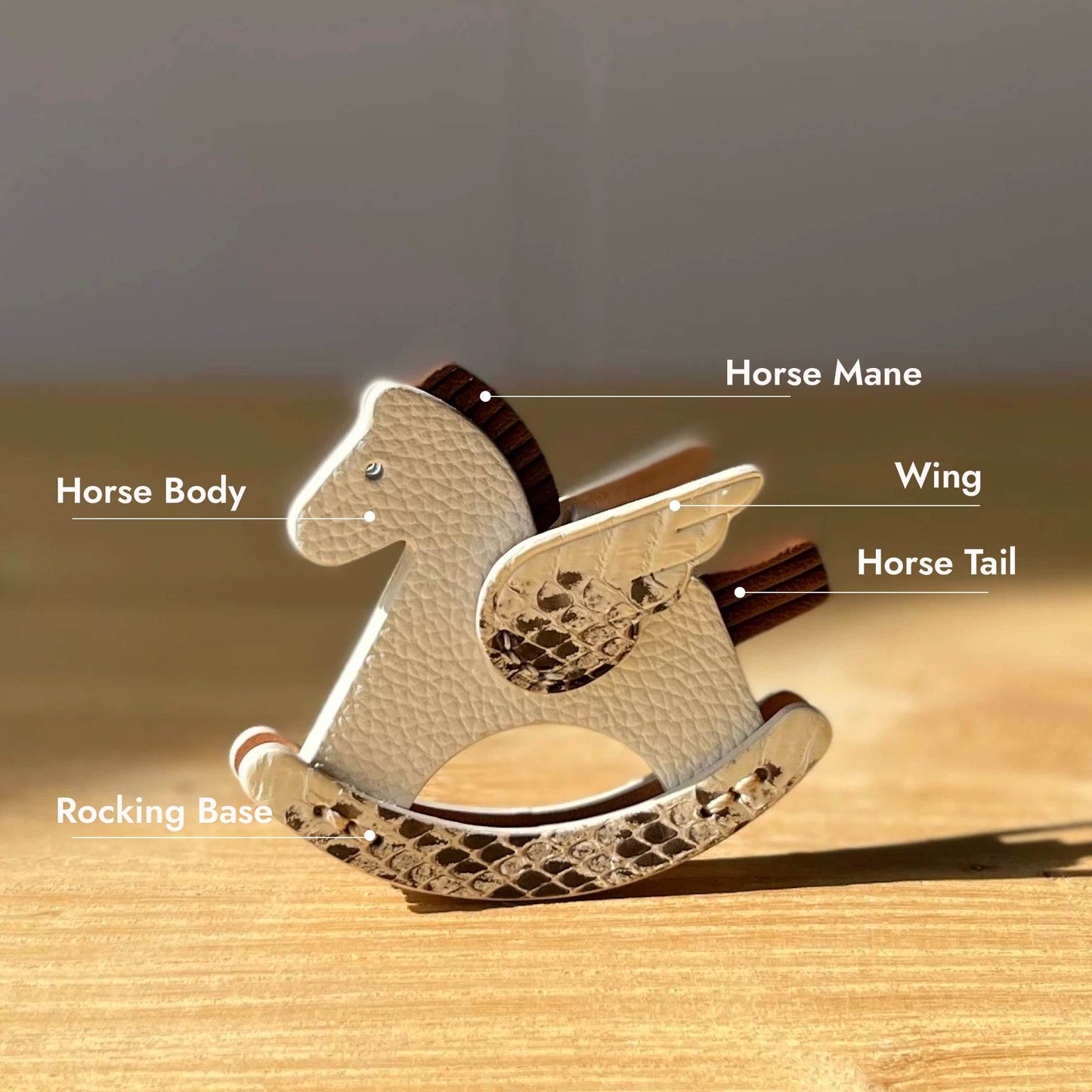 Colgante de cuero personalizado para bolso con forma de caballo balancín