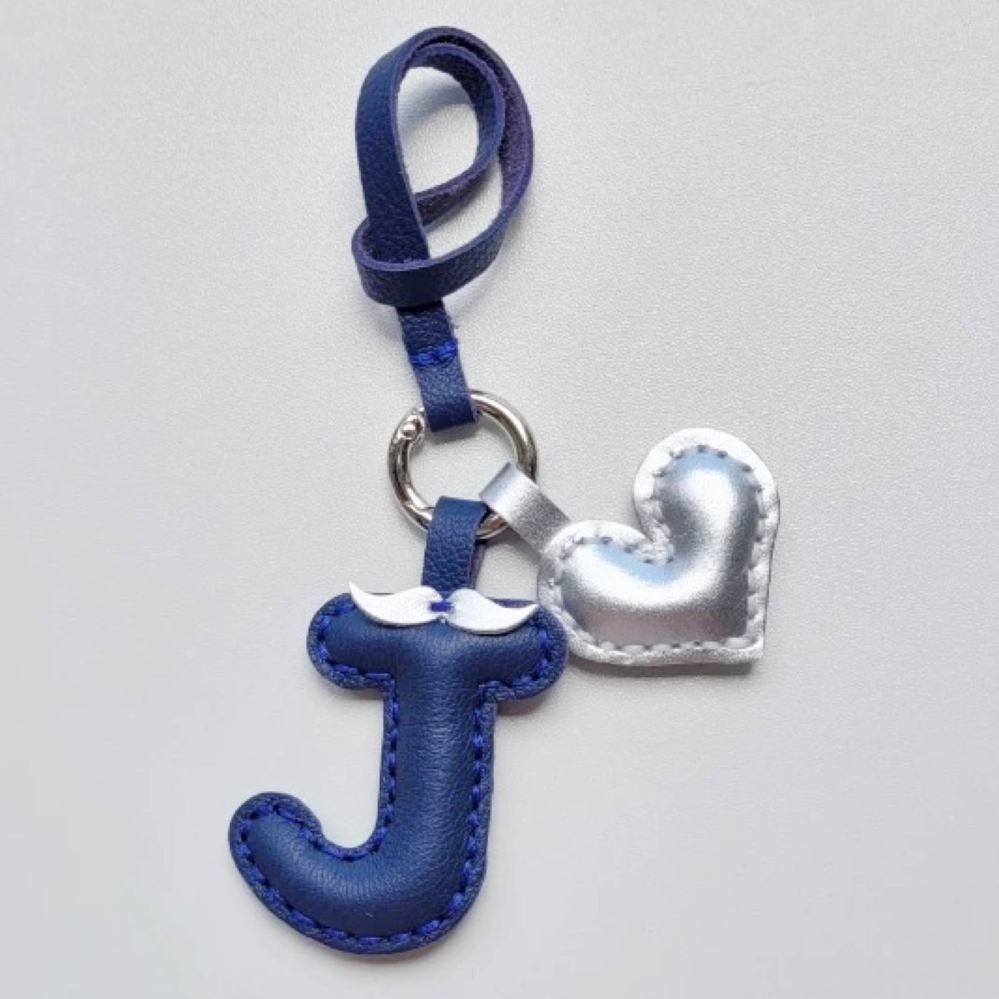 Customized Letter Bag Charm - Leather Alphabet Keychain with Beard & Bowknot | WittyWilding