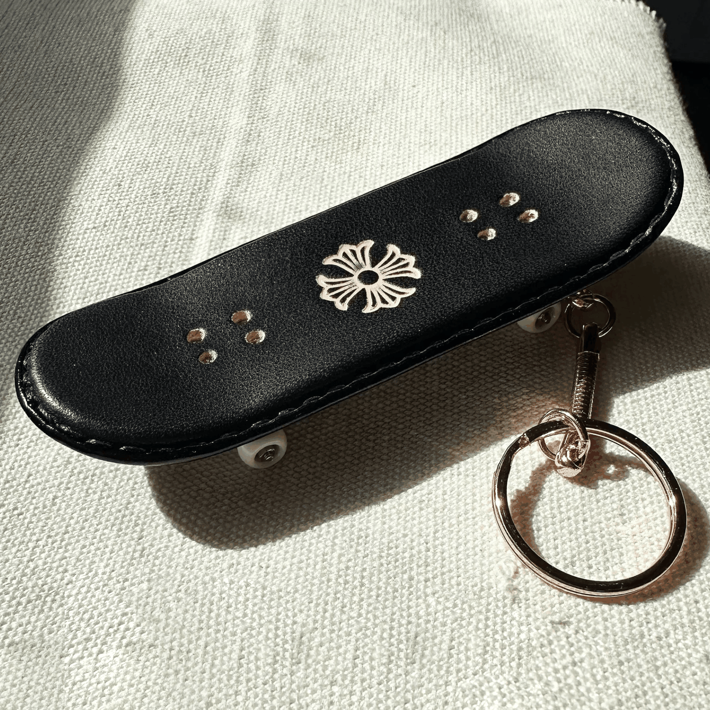 Leather Keychain - Exquisite Miniature Skateboard Charm | WittyWilding