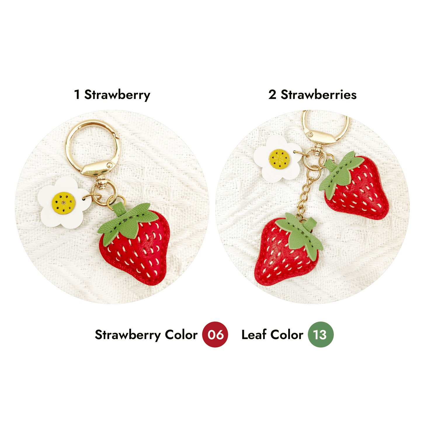 Strawberry Leather Bag Charm - Custom leather fruit keychain | Wittywilding