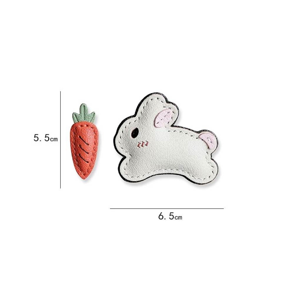 Lambskin Leather Bunny Charm - Handmade Rabbit With Carrot Keychain | WittyWilding