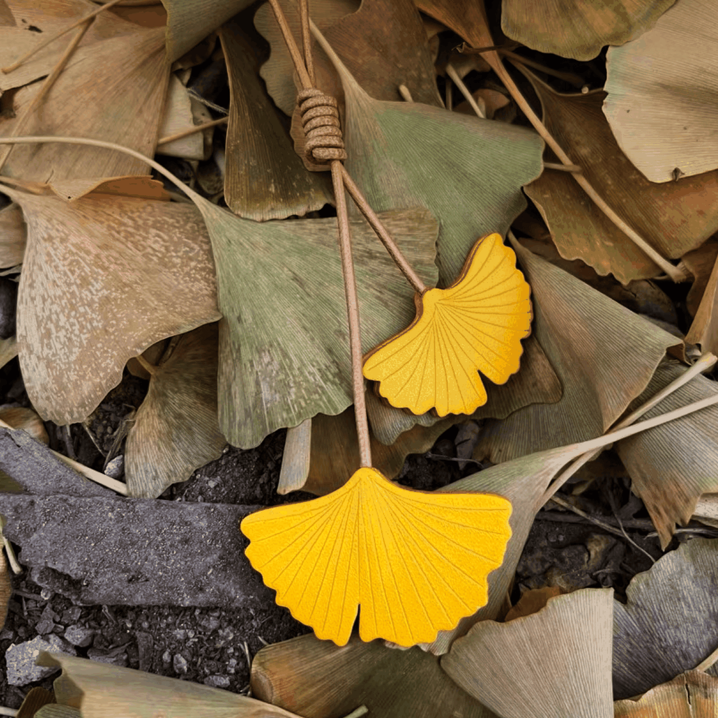 Leather Bag Charm - Handmade Fall Ginkgo Leaf Keychain | WittyWilding