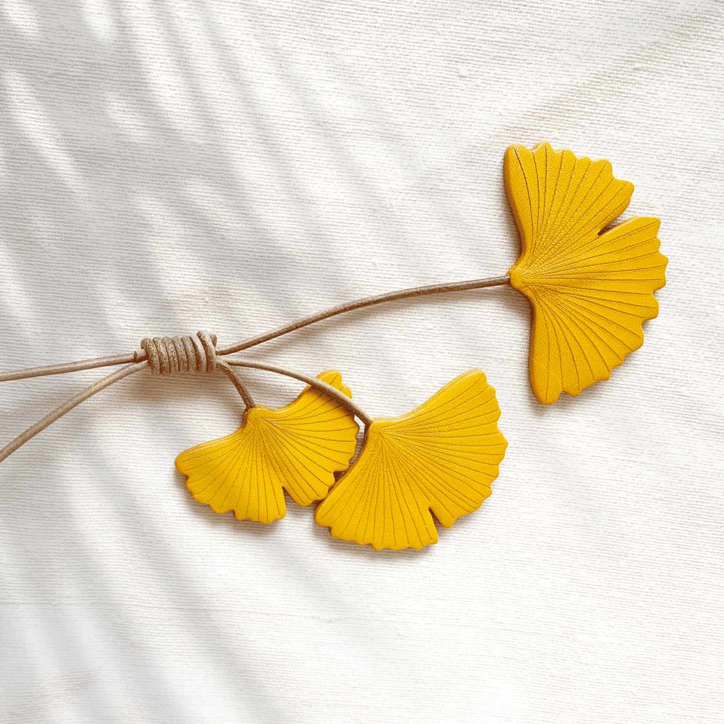 Leather Bag Charm - Handmade Fall Ginkgo Leaf Keychain | WittyWilding