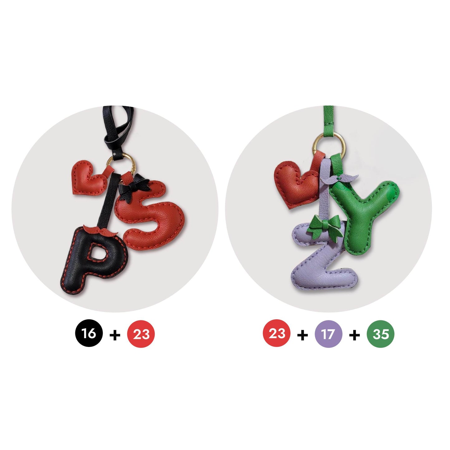 Customized Letter Bag Charm - Leather Alphabet Keychain with Beard & Bowknot | WittyWilding