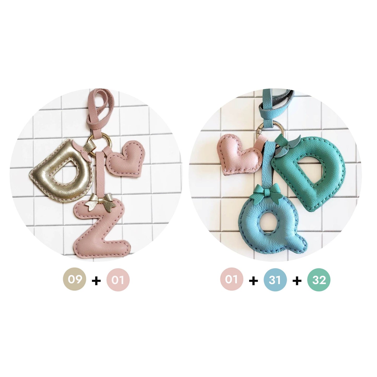 Customized Letter Bag Charm - Leather Alphabet Keychain with Beard & Bowknot | WittyWilding