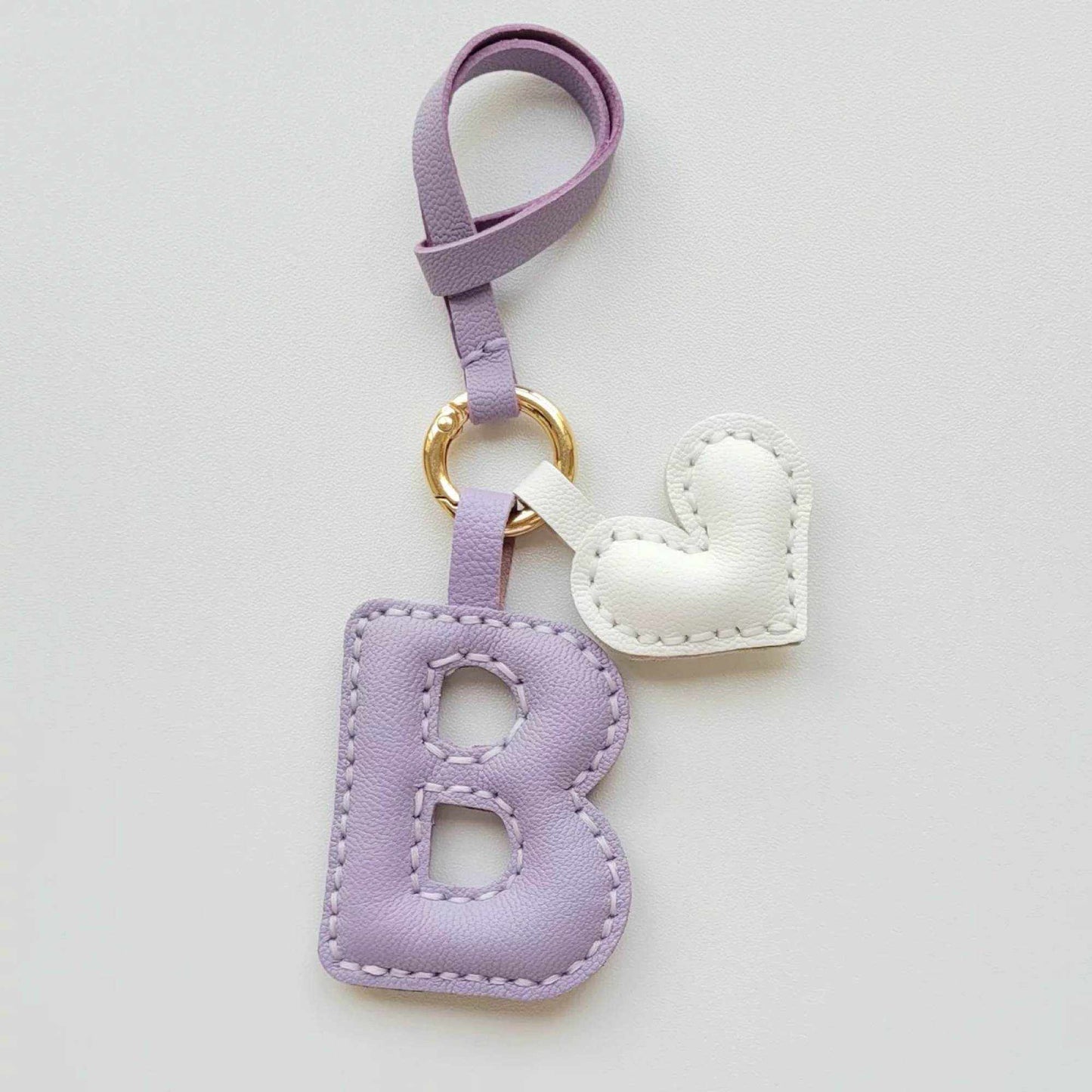 Customized Letter Bag Charm -Leather Initials Keychain Without Tassels - Wittywilding