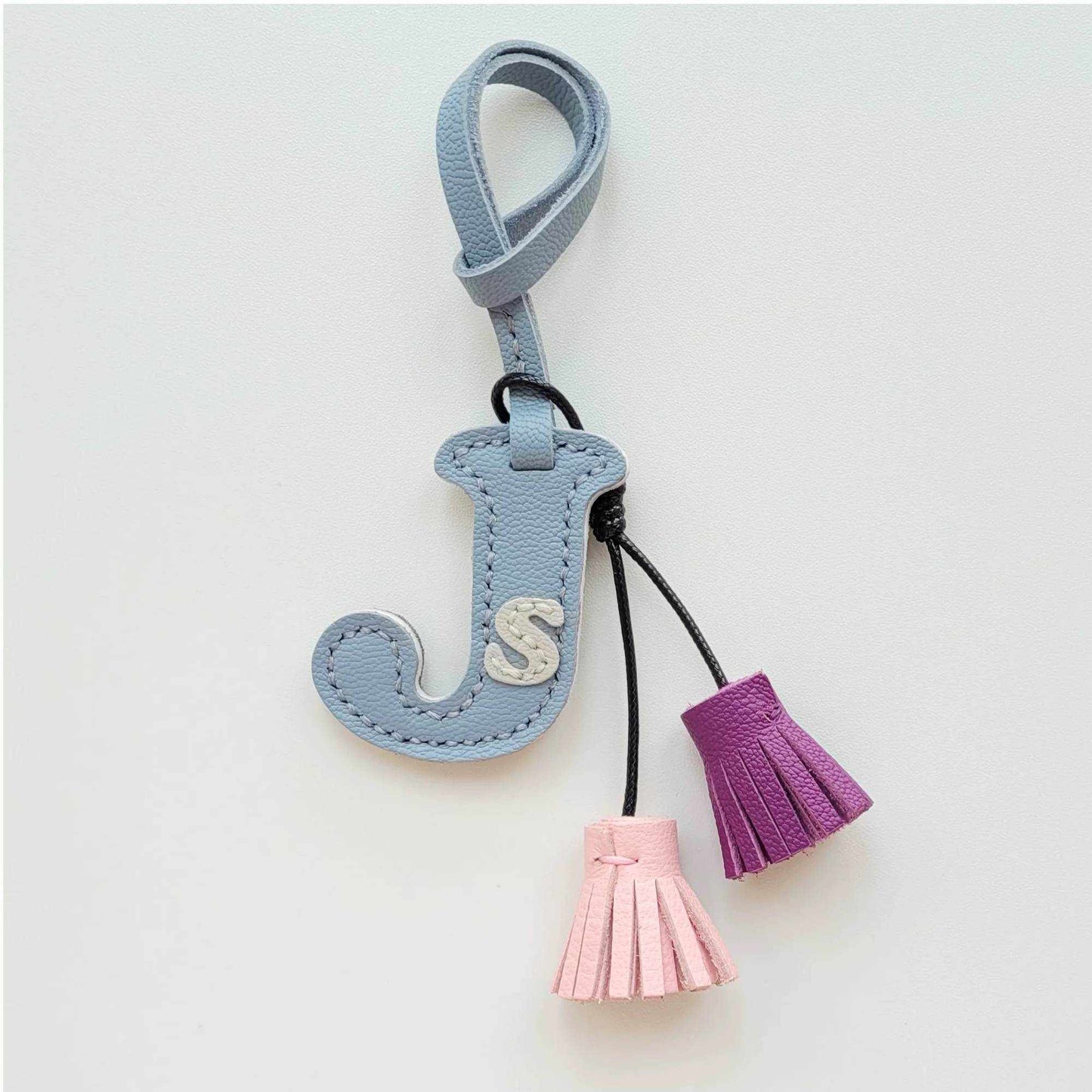 Customized Letter Bag Charm - Handmade Leather Initials Keychain - Wittywilding