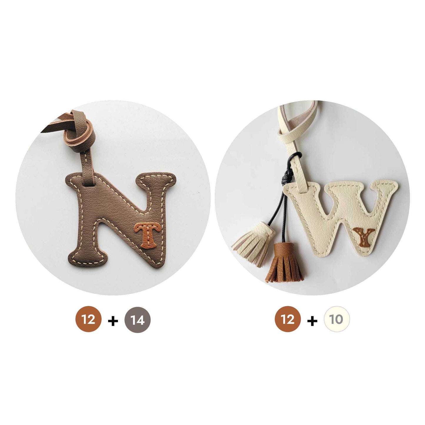 Customized Letter Bag Charm - Handmade Leather Initials Keychain - Wittywilding
