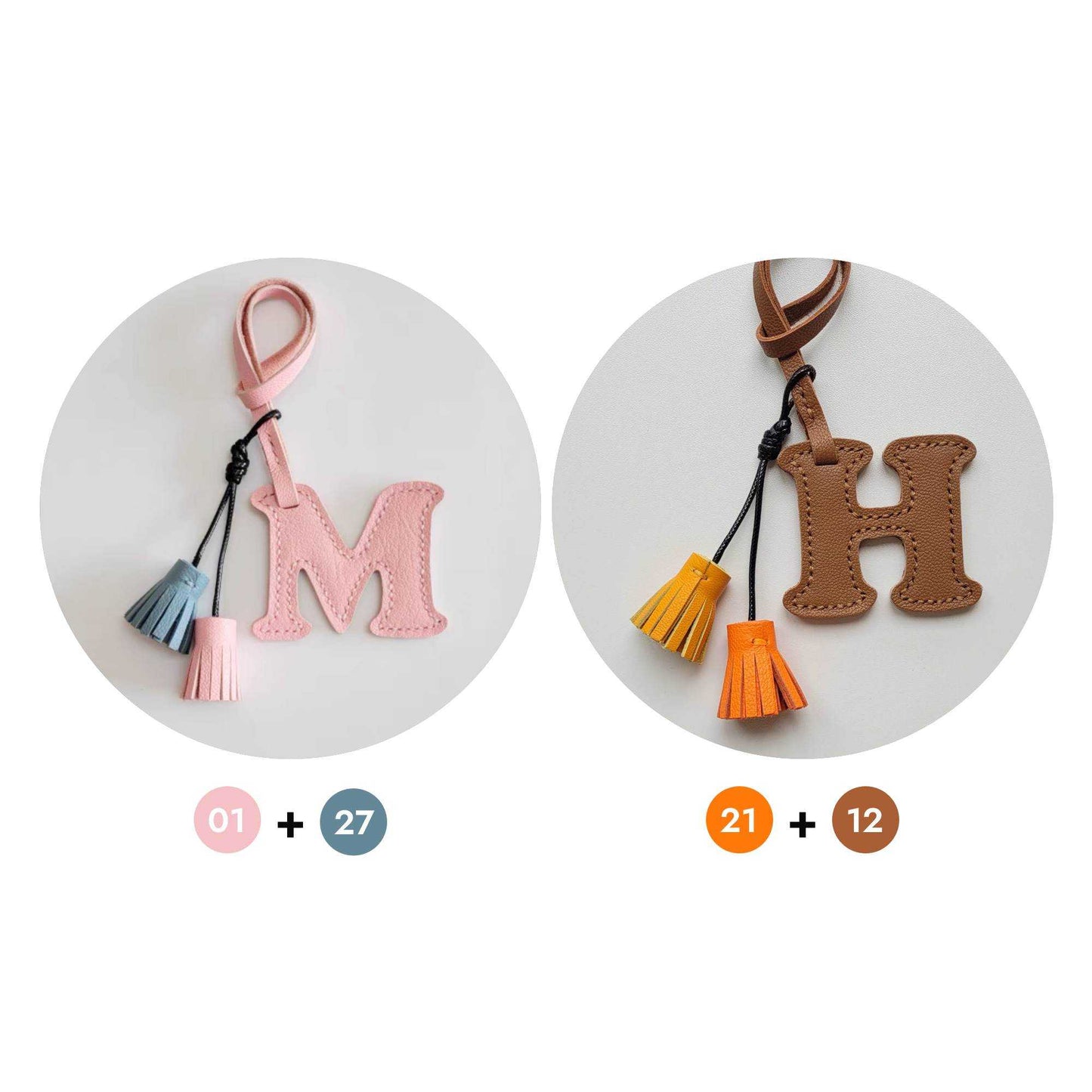 Customized Letter Bag Charm - Handmade Leather Initials Keychain - Wittywilding