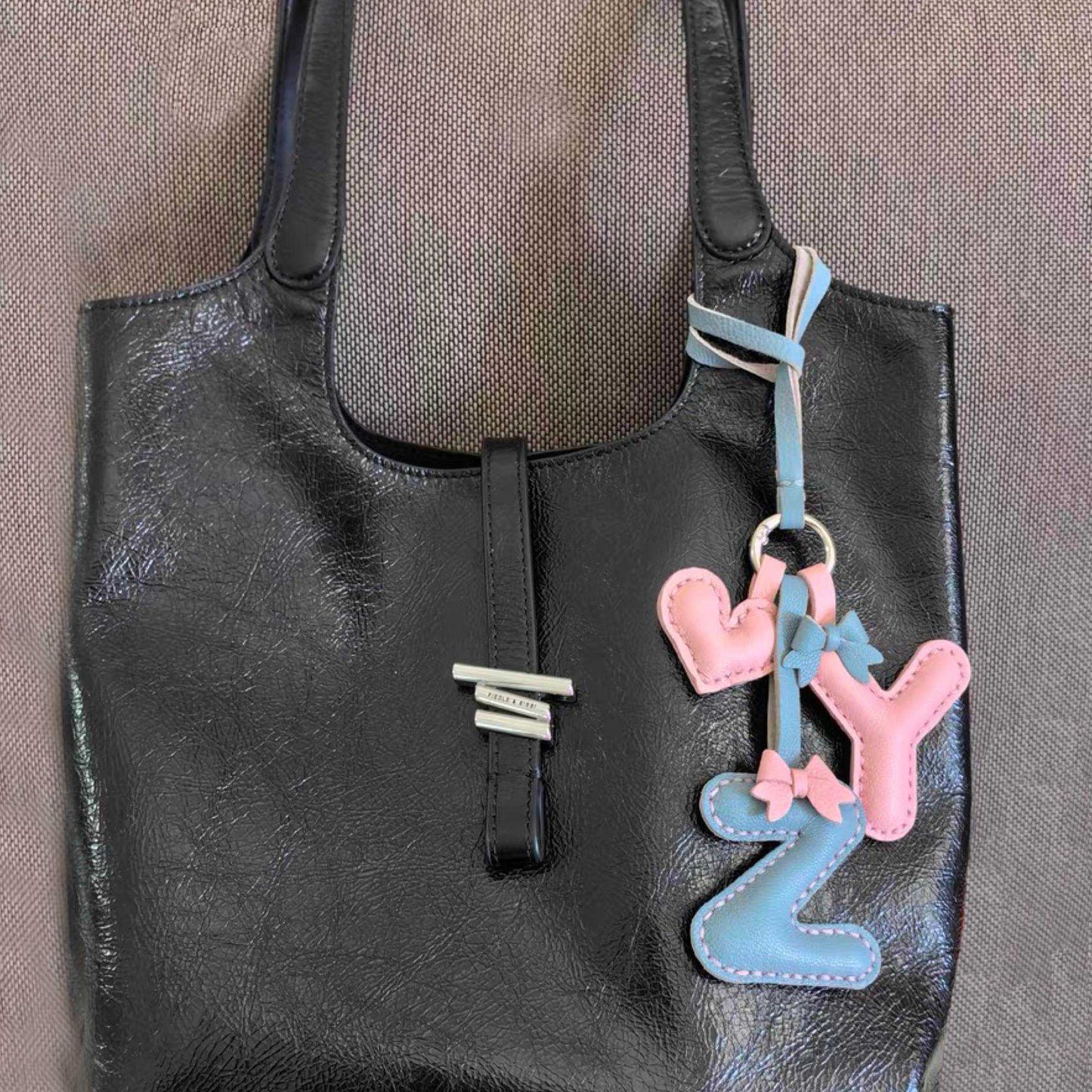Customized Letter Bag Charm - Handmade Leather Initials Keychain | WittyWilding