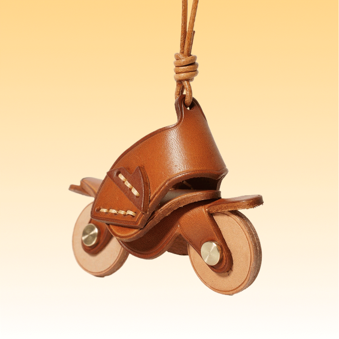 Leather Keychain - Handmade Cool Brown Motorcycle Charm | WittyWilding