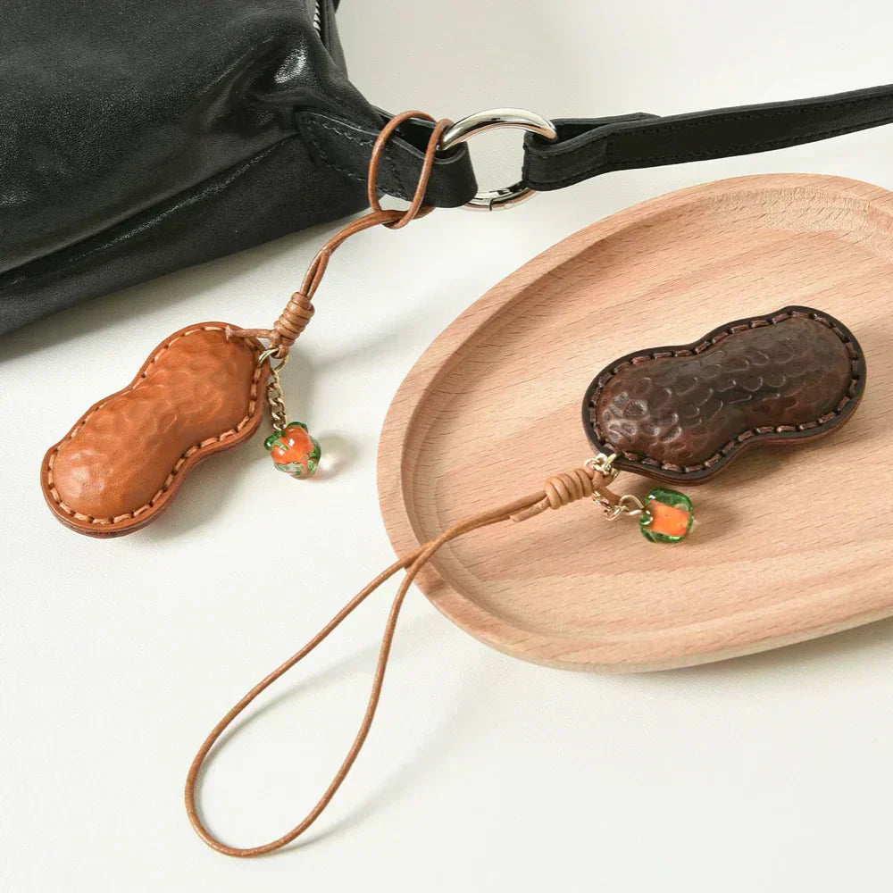 Leather Keychain - Handmade Top-Grain Leather Peanut | WittyWilding