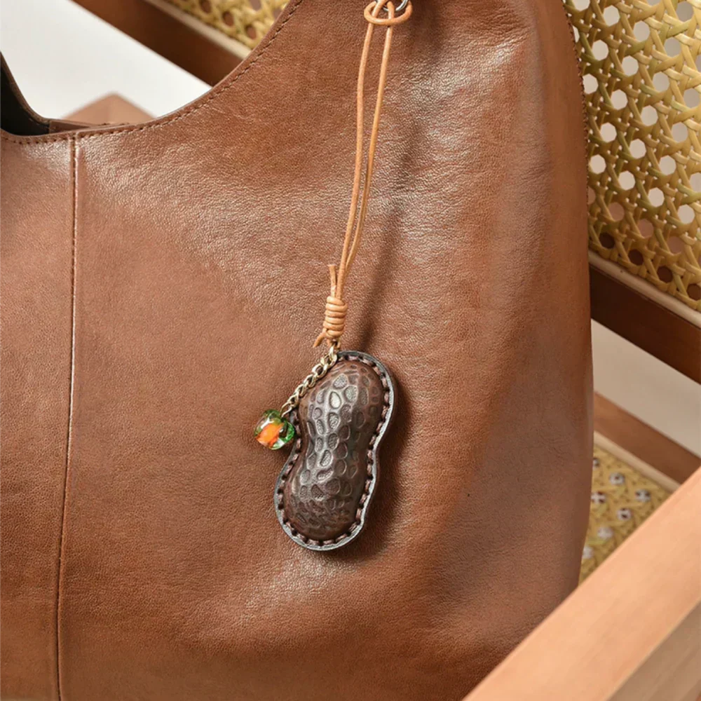 Leather Keychain - Handmade Top-Grain Leather Peanut | WittyWilding
