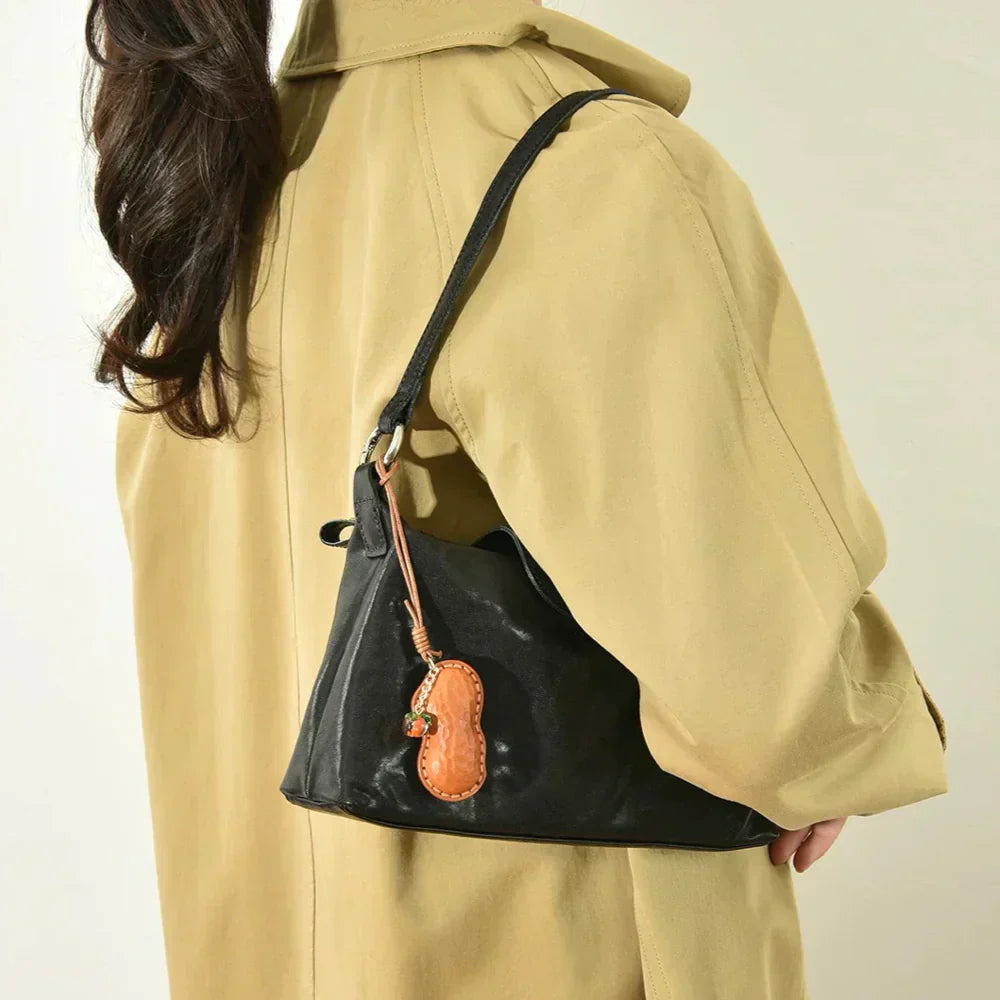 Leather Keychain - Handmade Top-Grain Leather Peanut | WittyWilding