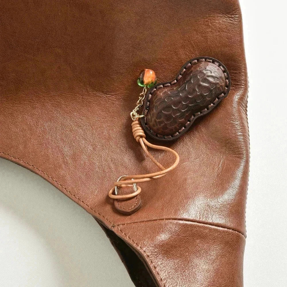 Leather Keychain - Handmade Top-Grain Leather Peanut | WittyWilding