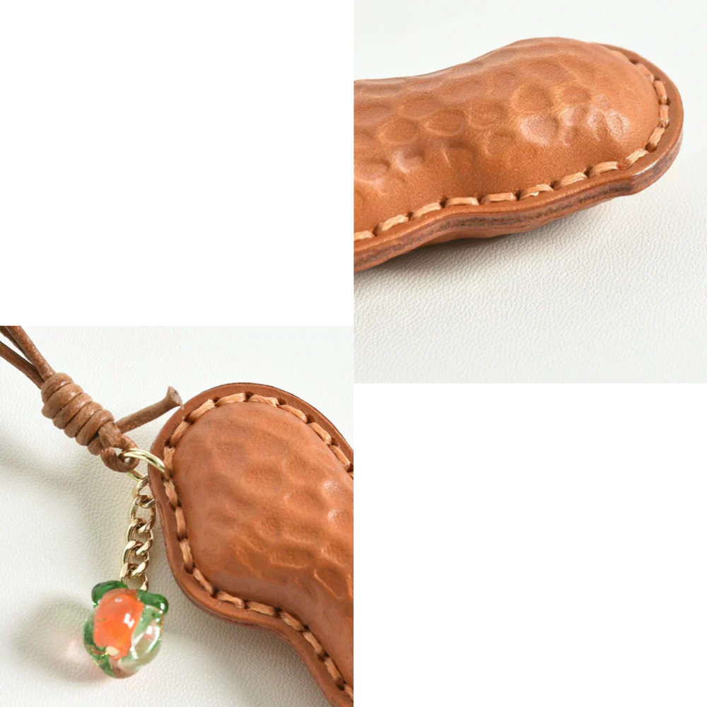 Leather Keychain - Handmade Top-Grain Leather Peanut | WittyWilding