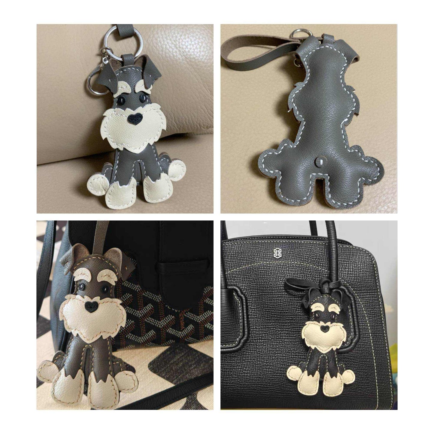 Dog keychain - Lambskin leather Schnauzer Puppy Charm |WittyWilding