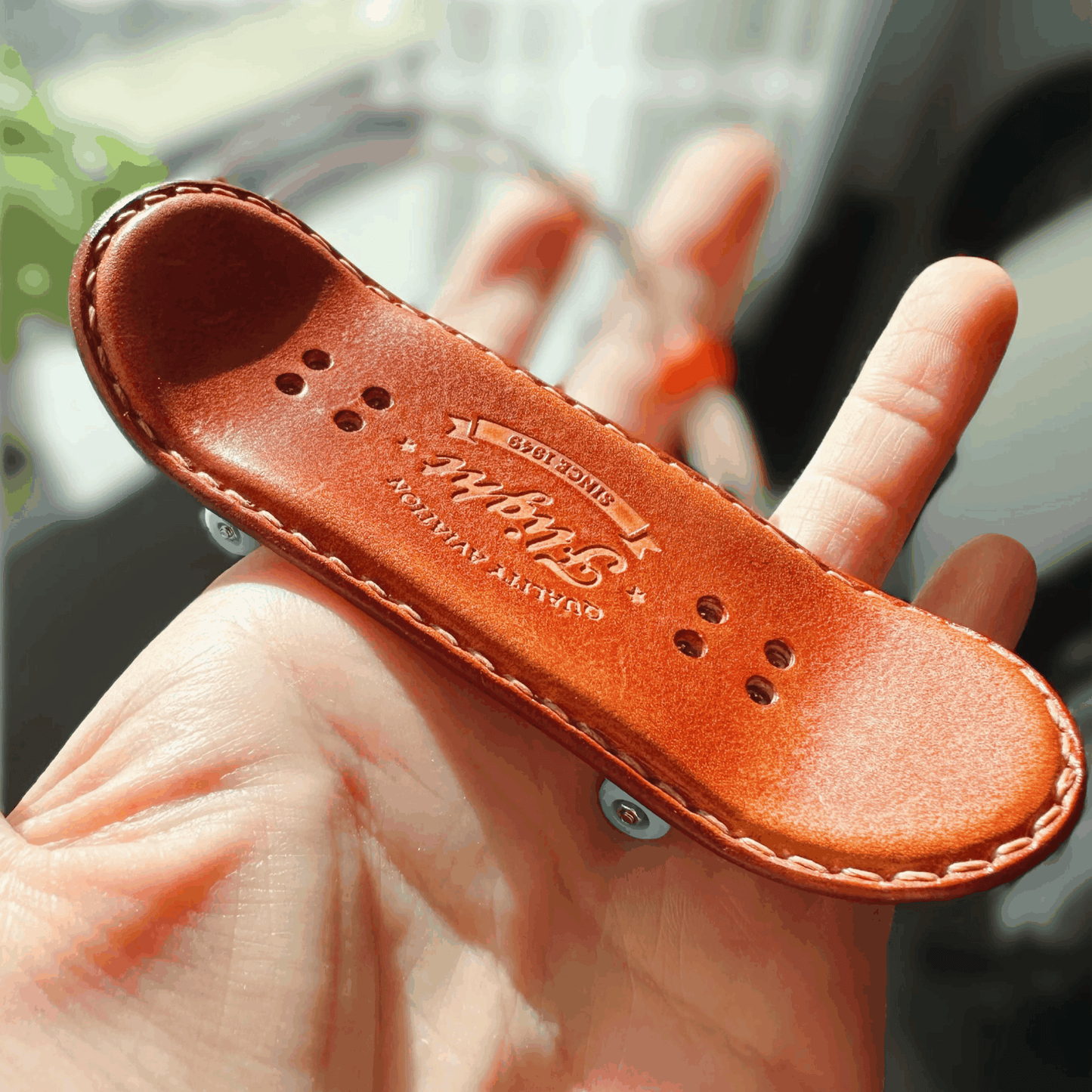 Leather Keychain - Exquisite Miniature Skateboard Charm | WittyWilding