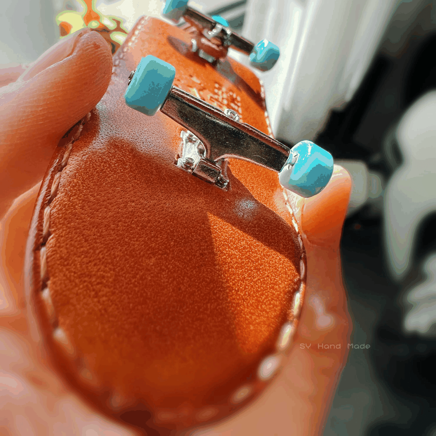 Leather Keychain - Exquisite Miniature Skateboard Charm | WittyWilding