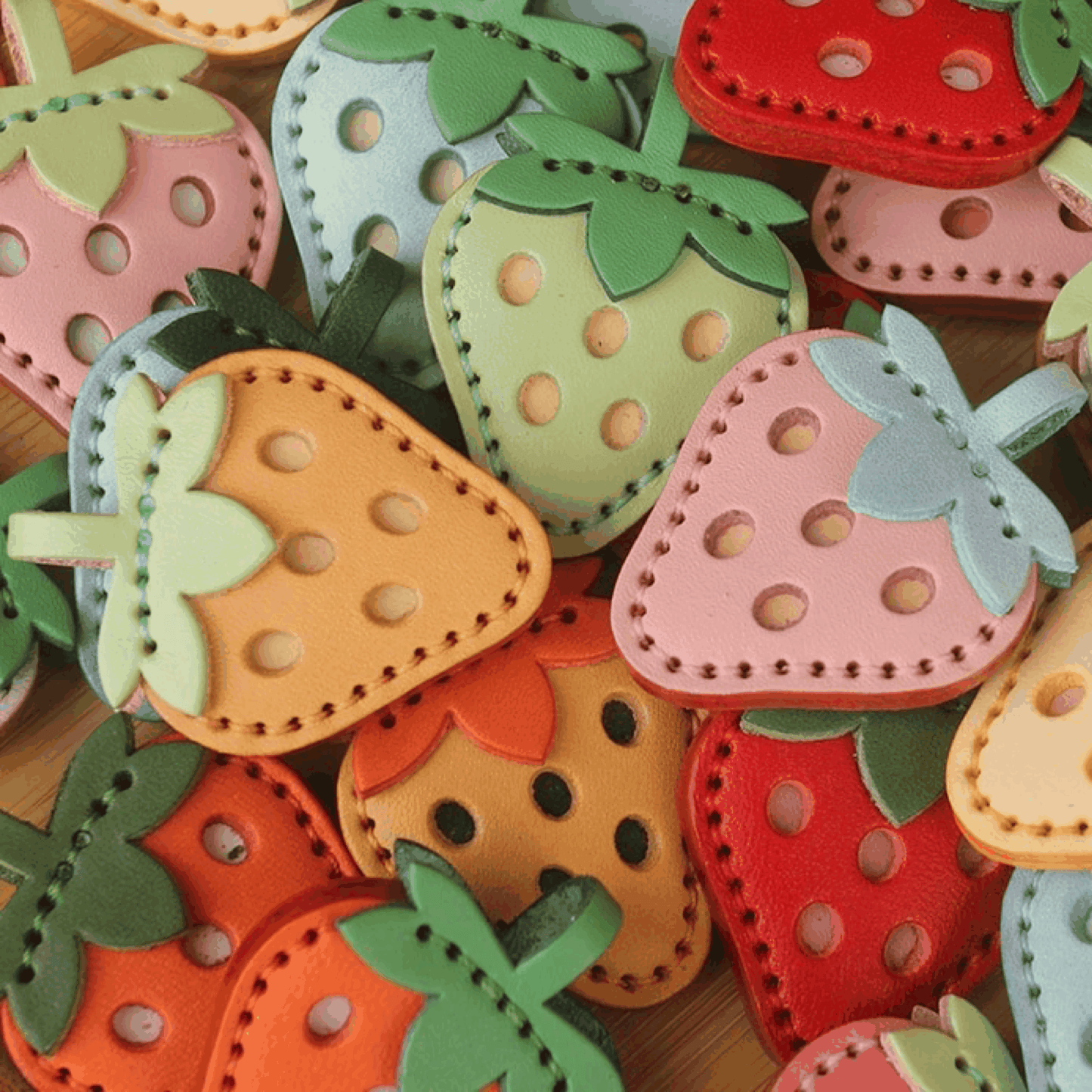 Leather Bag Charm - Customized Strawberry Keychain Gift | Wittywilding